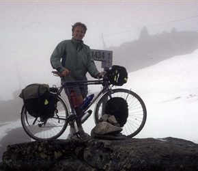 Neil against 1434 height marker on Sognefjellet