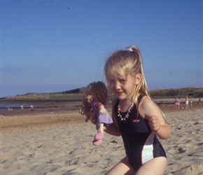 Louise on the beach with Lovely Laura