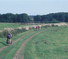 Anne across the fields to the tea stop. I always liked to add the odd track to a days route