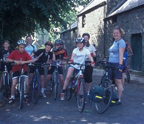 Children and Anne at the pub stop at Eglingham