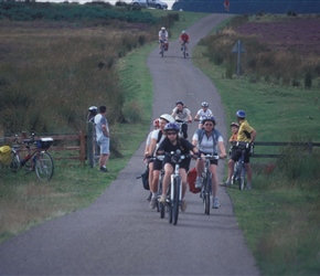 Jenny leads the peloton on the descent from Ros Castle