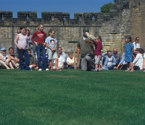 Louise with owl at Alnwick Castle