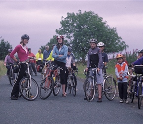 Group having a break at the top of the hill on the road to Masham