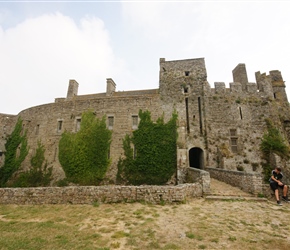 Matthew waits at Château fort de Pirou