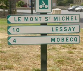 Signpost on the cycle path to Lessay