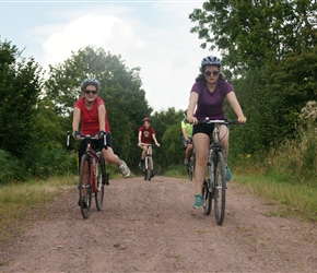 Louise and Poppy on the cycle path to Lessay