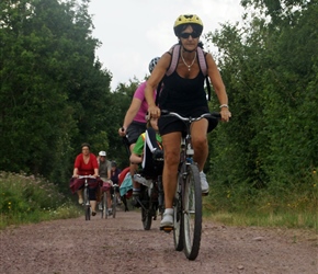 Jan on the cycle path to Lessay