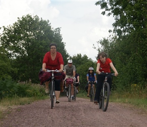 Diane and Fabian on the cycle path to Lessay