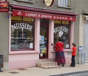 Checking out the Boulangerie in Lessay