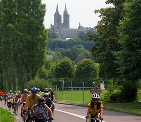 Hannah and Jamie on the road out of Coutances