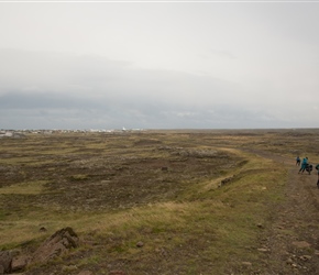 Battling the wind to Vogar along the track