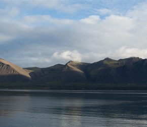 The mountains to the south of Borganes at sunset