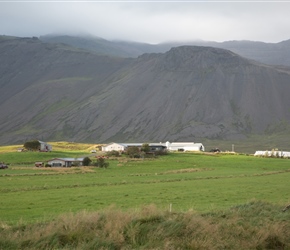 We passed many farmsteads. Surrounded by green pastures in contrast to the stark volcanic scenery all about