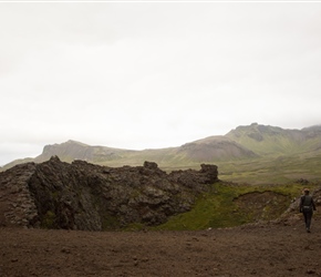 A metal set of steps allowed you to climb Saxhóll Volcano