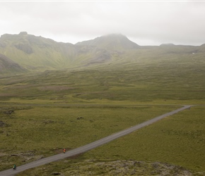 Back to route 574, a view taken from the steps on Saxhóll Volcano