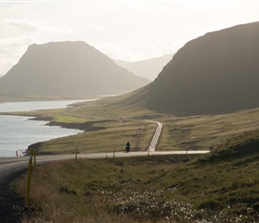 Sharon descends the Snæfellsnes peninsular