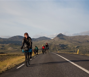 Rachel approaches the top of the climb. The permanant glacier on Snæfellsjökull was in view today, topped by cloud the day before