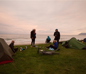 Our campsite at Raudsdaler. You could camp right by the beach and we enjoyed the sunset. For £5/night the facilities were a toilet but no shower and an outdoor place to wash plates, but quite some place to camp