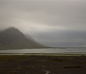 A cloudy start to the day, looking back the way we came