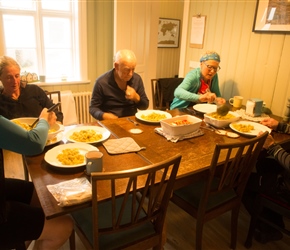 Pasta meal at Sauðafell Guesthouse