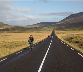 Rachel heads towards the climb on route 60