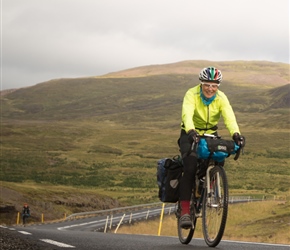 Lorna on the climb along Vestfjarðavegur