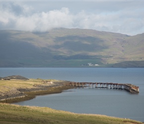 The remains of Hvitanes naval pontoon. This fjord was used during WW2 for North Atlantic Convoys