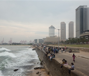 View along the waterfront. The cranes in the distant are Chinese and they have reclaimed land to build a financial centre