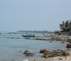 We reached the north coast road. The first part was just inland but after Valvettithurai Junction, the sea views opened up giving lovely views of the hundreds of fishing boats littering the coastal area