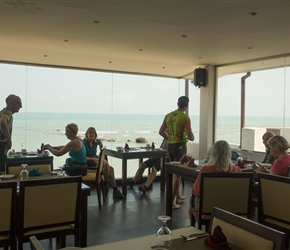 The coast road was pretty under developed. However the Village Hotel, let us in for coffee and a few of us went for a swim in its private beach