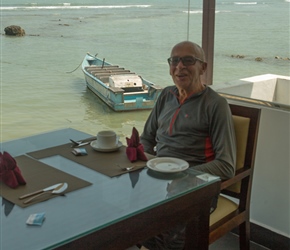 Steve enjoying a brew at the Village Hotel and Indian Restaurant