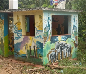 Most bus shelters are highly decorated, this one had a wildlife theme