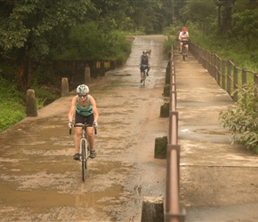 We returned on the canal network. Here Lorna takes the low road