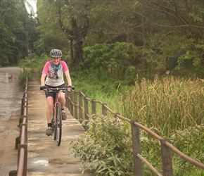 Sharon on a bridge on the canal network