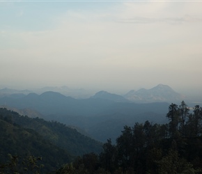 I snatched this view in gathering gloom in Ella. It shows the view south towards the sea which you could just about see. The next morning, cloud filled this space