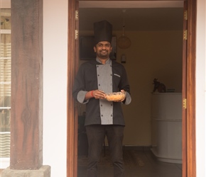 The chef at Lu Chalet dressed up in his chef outfit for our last breakfast