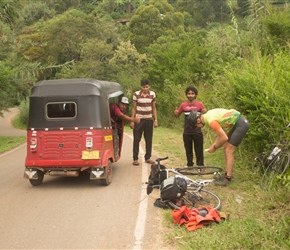 Robin ad a puncture on the valley road. Always a source of amusement for the locals as the one stopped, offered us a hand and tried to sell us 'something to smoke'