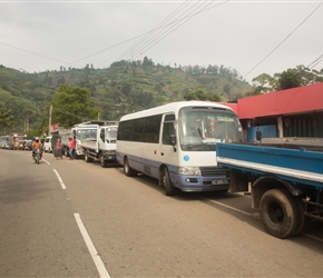 The descent finished at Keppetipola where we headed right. The back up van had been stuck in the queue for diesel, fortunately next to a bakery