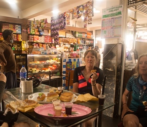 Cafe at Bogahakumbura. We popped in here for tea and cake. A tray was loaded with cakes and buns, you then choose what to eat and pay for this. The place was noted for it's lack of drainage and a terrible smell 