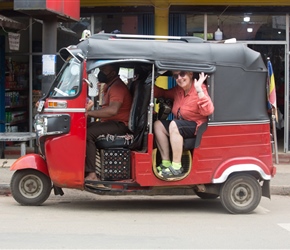 Fleur heads off in the tuk tuk