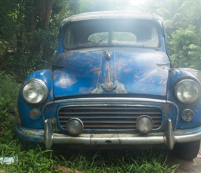 A old Morris decorates the side of the road. You rarely see these but there were 3 of them here