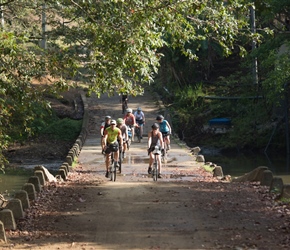 We used the canal network coming out of Uda Walawe, here the group cross a culvert