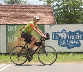 Robin passes a welcome to Sri Lanka mural