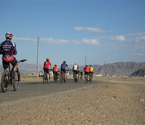 Out from Uglii airport under the watchful eye of our cycling guide and mechanic Tuul