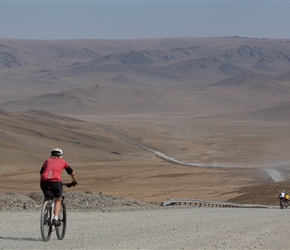 Having had lunch, it was a short sharp climb through the unmade road through the cutting. The reward as Lorraine saw was a fast downhill section with great views