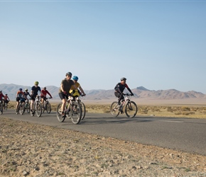 Bat leads the group out from the start of the ride