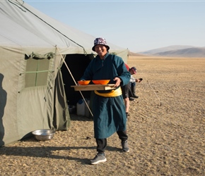 Every morning we had a bowl of steaming porridge delivered to the mess tent, Tuul obliged us today