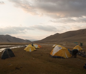 Packing up the tents in the morning