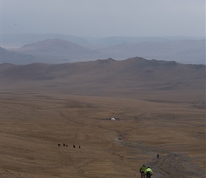 After the climb there was a beautiful descent. You could see for miles, solitary yurts and mountains all around