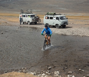 Shirley tackles one of the river crossing. The vast majority were pretty shallow